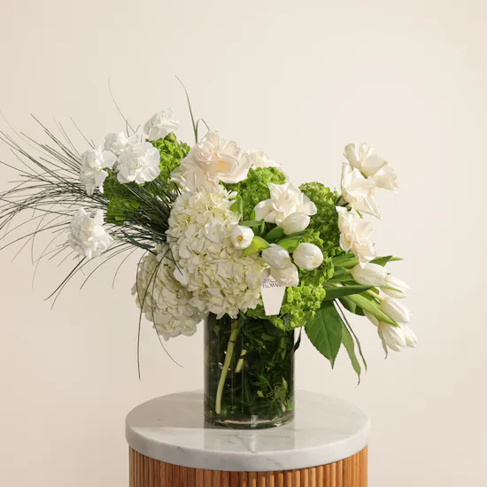 Green and White Garden Vase