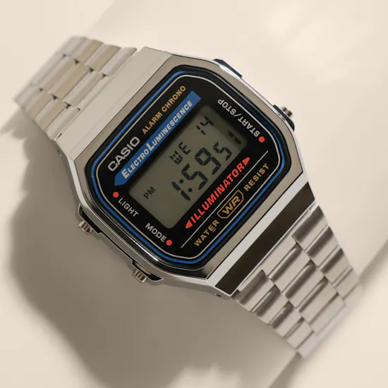 Casio Silver-Tone Vintage Retro Mirror Unisex Digital Watch