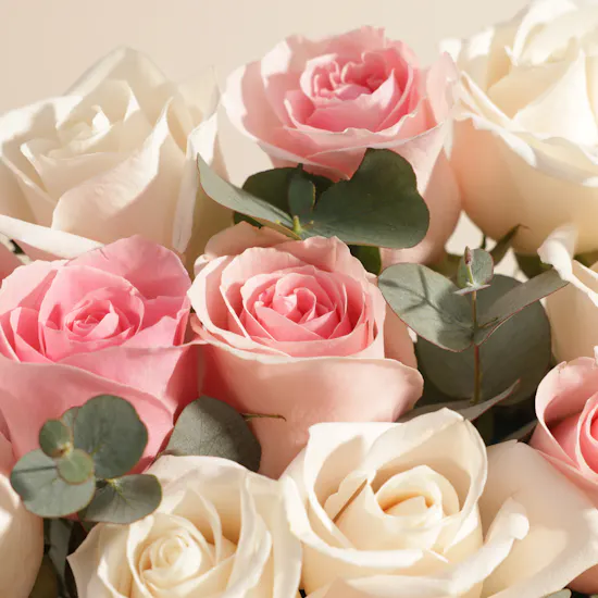 Peaceful Pink and White Roses Box