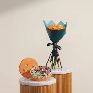Venchi Murrine Medium Assorted Chocolates Orange Hamper | Graceful Flowers Venchi Murrine Medium Assorted Chocolates Orange Hamper | Graceful Flowers