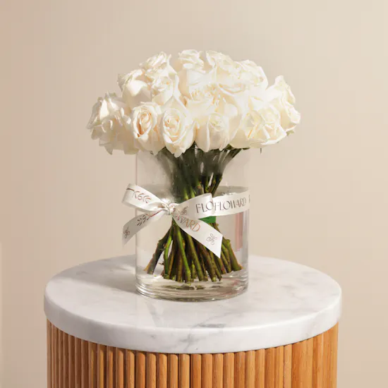 Majestic White Roses Vase | 35 Flowers