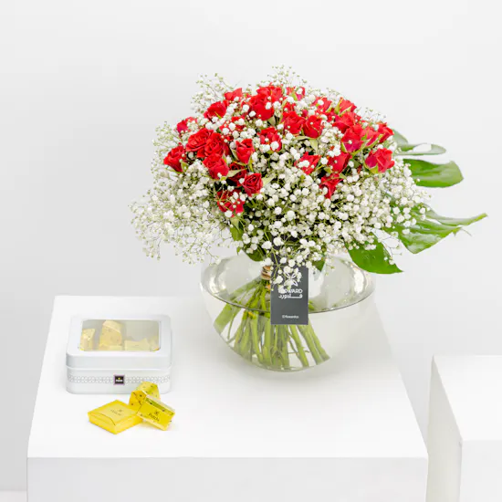 Patchi Metal Chocolate Box | Baby Roses Vase