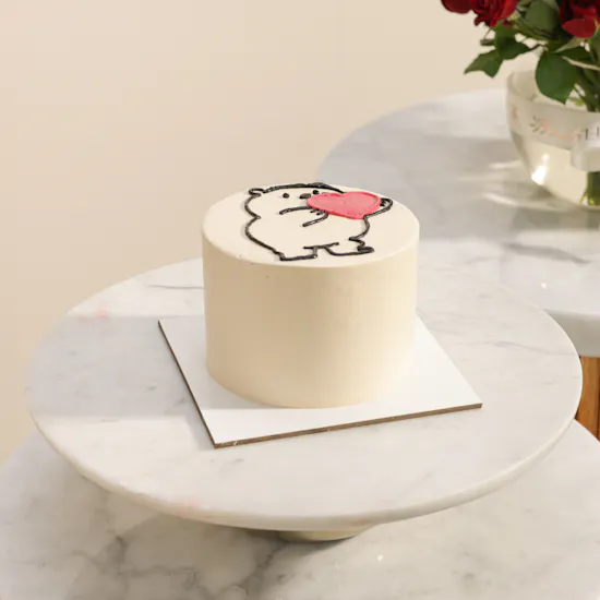 Floward Vanilla Mini Love Bear Cake | Graceful Roses Vase