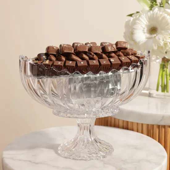 Floward Chocolate Oval Glass Tray | Happiness Flower Vase