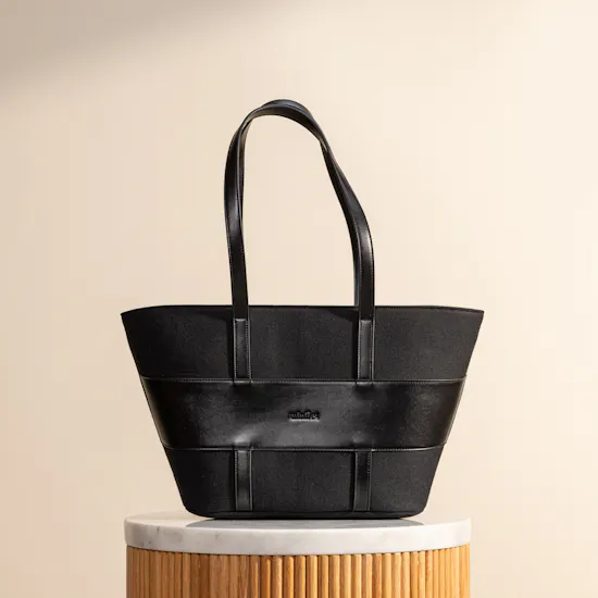Minilet Leather and Canvas Tote | Black