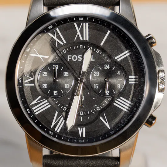 Fossil Grant Chronograph Black Leather Watch