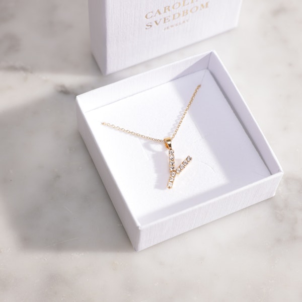 Buy and send Caroline Svedbom Mini Letter Y Crystal Necklace gift