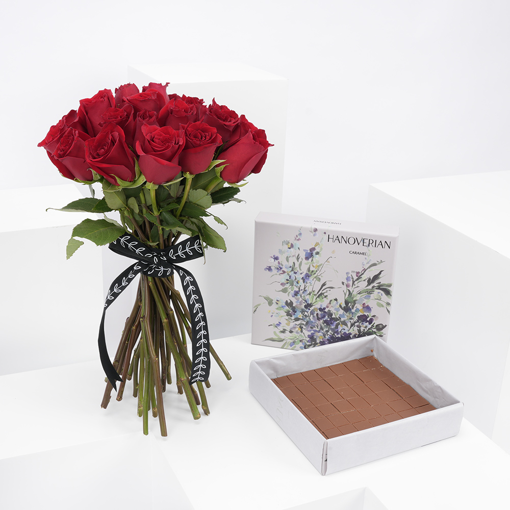 صندوق شوكولاتة بالكراميل من هنوفيرين | باقة الوان الحب