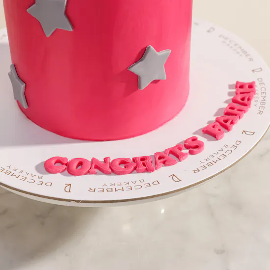 December Cake Personalized Graduation Fuchsia Cake