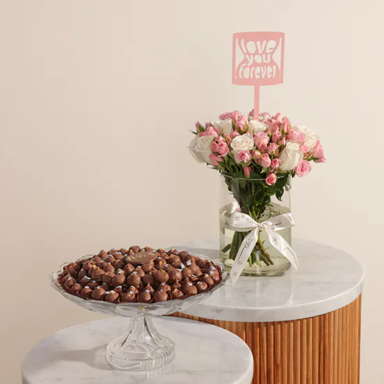 Rava Dried Figs Covered with Chocolates Crystal Tray | Love Flowers