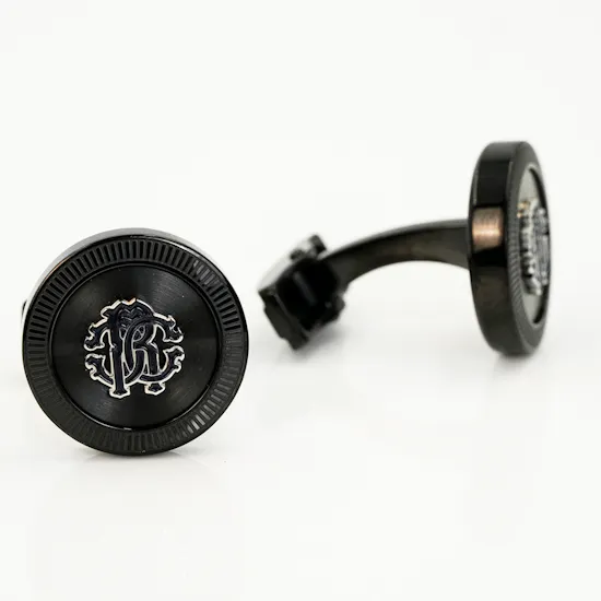 Roberto Cavalli Cufflinks | Black Color Blue Logo