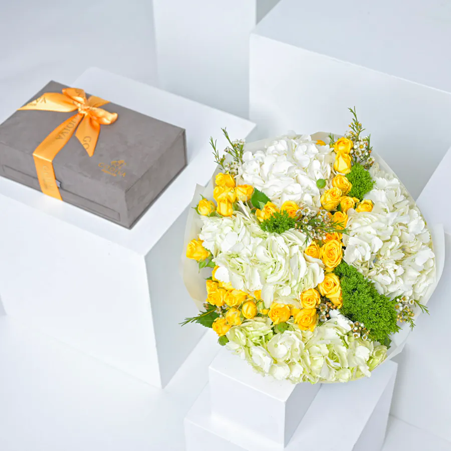 Godiva Chocolates & Silky White Flowers 2