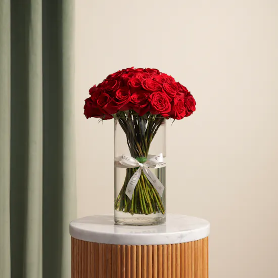 Breathtaking Red Roses Vase | 50 Roses