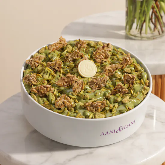 Aani & Dani Pistachio Pudding Cake | Perfectly Poised Flower Vase