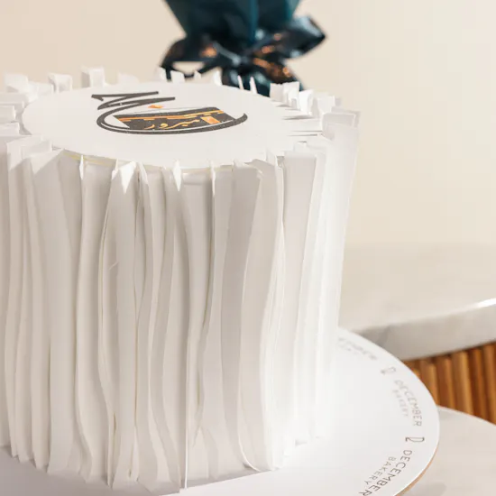 December Cake Hajj Mabroor White Ruffle Cake | Petal Code Flowers