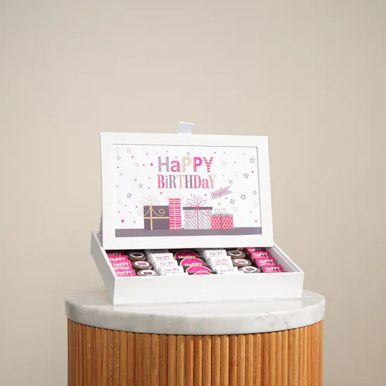 Lilac White Birthday Chocolate Leather Box