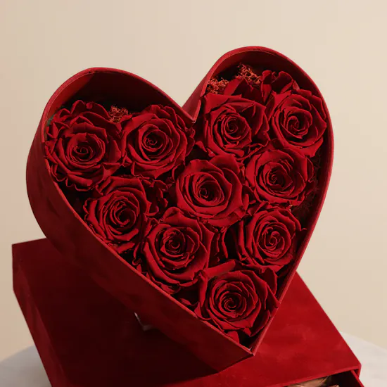 Floward Charming Chocolate Box | Red Preserved Rose Heart