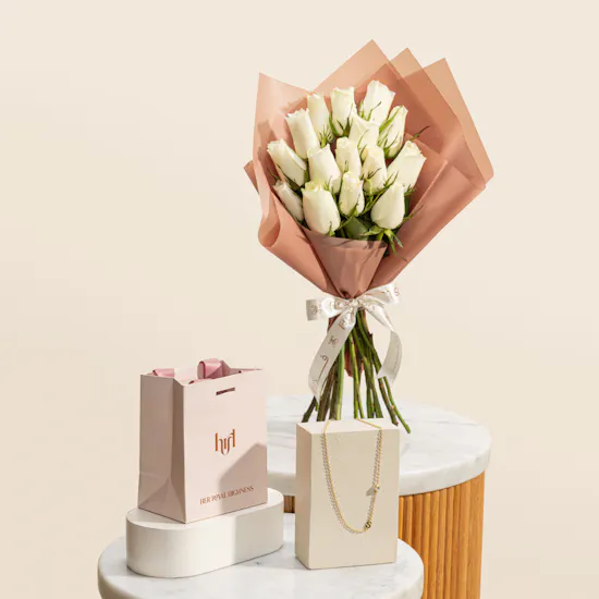 Hrh Letter S Gold Plated Necklace | Tender Pulse Flower Bouquet