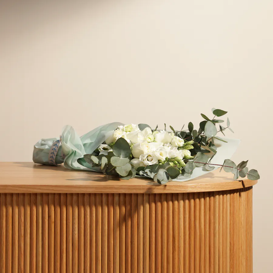 Shiny White Roses | Green Wrap 4