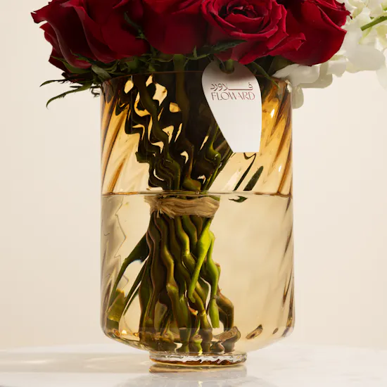 Crimson Blooms Flowers Vase