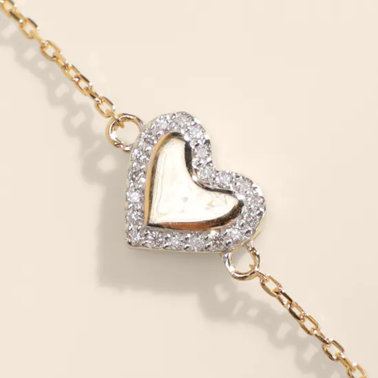 Miss L' by L'azurde Heart Gold and Diamond Kids Bracelet