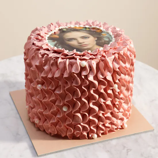 Mister Baker Personalized Photo Pink Cake