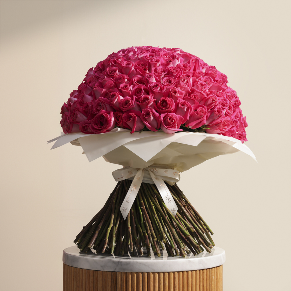 باقة جوري فوشيا انيقة | 250 زهرة