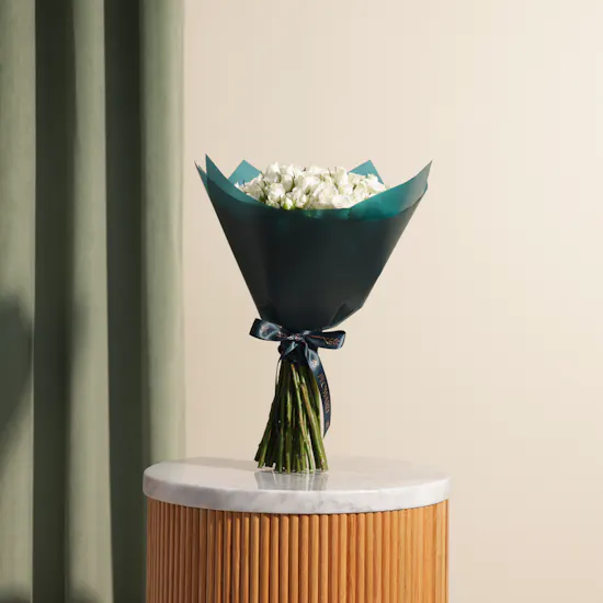 White Baby Rose Bouquet | 25 Flowers