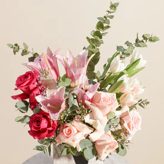 Elegant Pink Flowers Vase