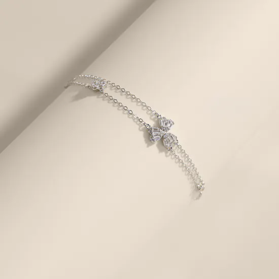 Hilia Double Layered Zircon and Silver Women's Bracelet
