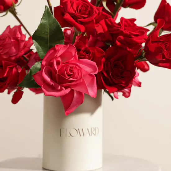 Red and Fuchsia Roses Box