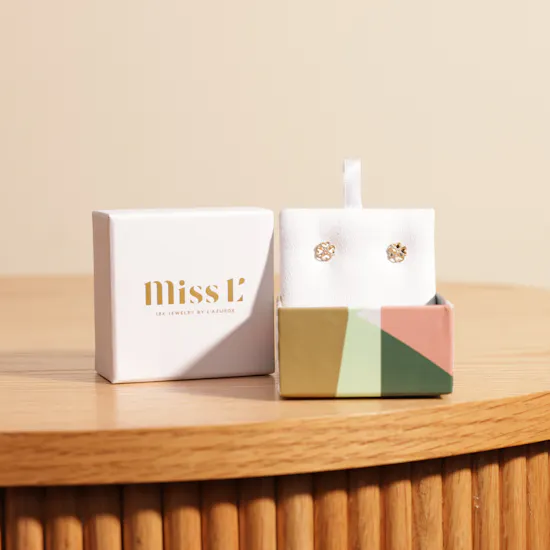 Miss L by L'azurde Flower Stud Gold Earrings