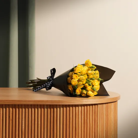 Yellow Baby Rose Bouquet | 12 Flowers
