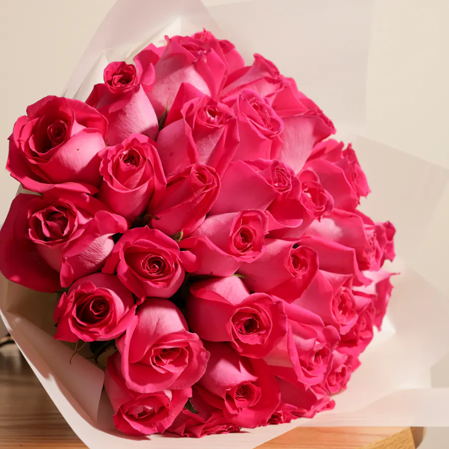 Fuchsia Roses Bouquet | 35 Flowers 5