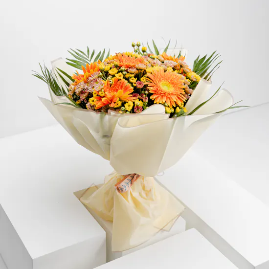 Chrysanthemum & Gerbera | Brown Wrap
