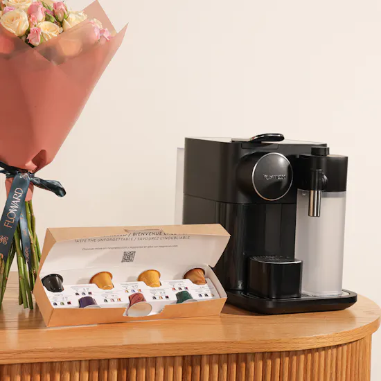 Nespresso Gran Lattissima Black Coffee with Capsules Machine | Soft Petals of Love Bouquet