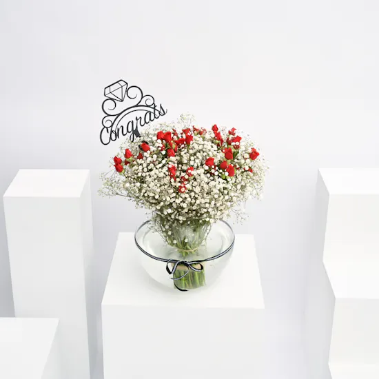 Red & White Congrats Vase