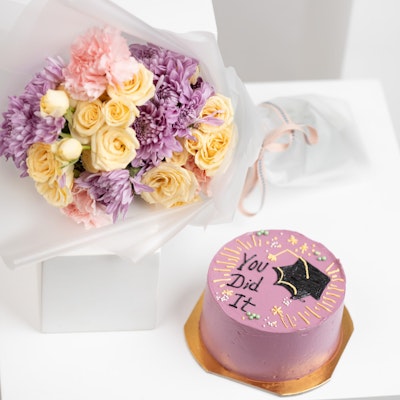 Cake Boutique's You Did It Mini Cake | Pink Flowers 