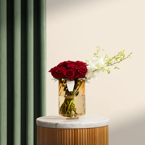 Crimson Blooms Flowers Vase