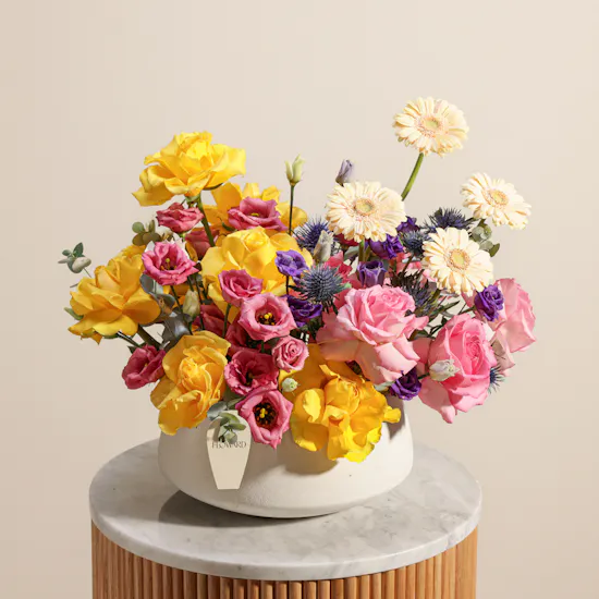 Radiant Joy Mixed Flowers Vase