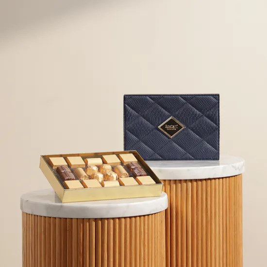 Bostani Dark Blue Leathered Small Chocolate Box