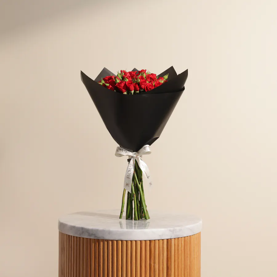Red Velvet Bliss Baby Roses Bouquet 1