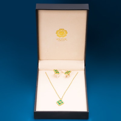 Blossom Green Earring and Necklace
