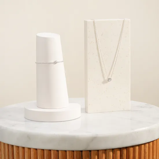 Pandora Sparkling Round Halo Tennis Bracelet and Necklace Set
