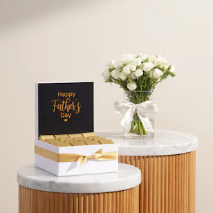 Le Chocolatier Dubai Father's Day Medium Chocolate Hamper | Charming Flower Vase
