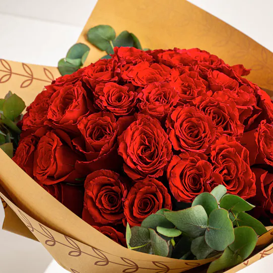 Graduation Roses | 50 Red Roses Hand Bouquet