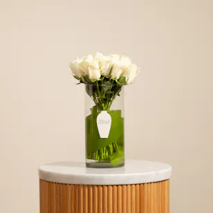 White Roses | Cylinder Glass Vase White Roses | Cylinder Glass Vase