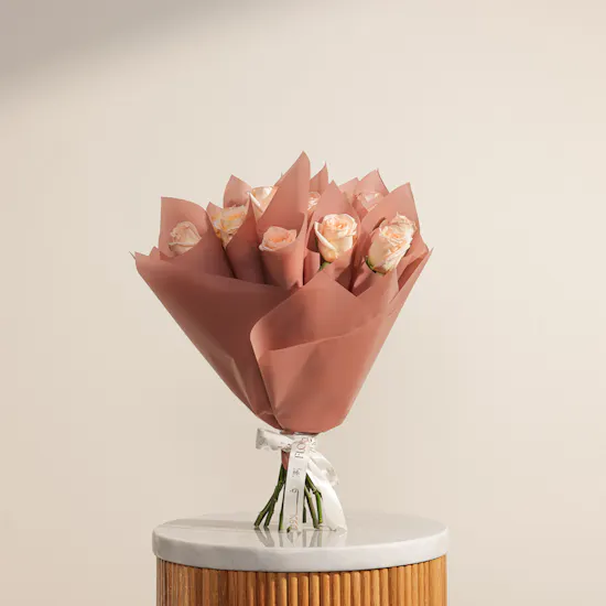 Soft Peach Roses Favors Bouquet
