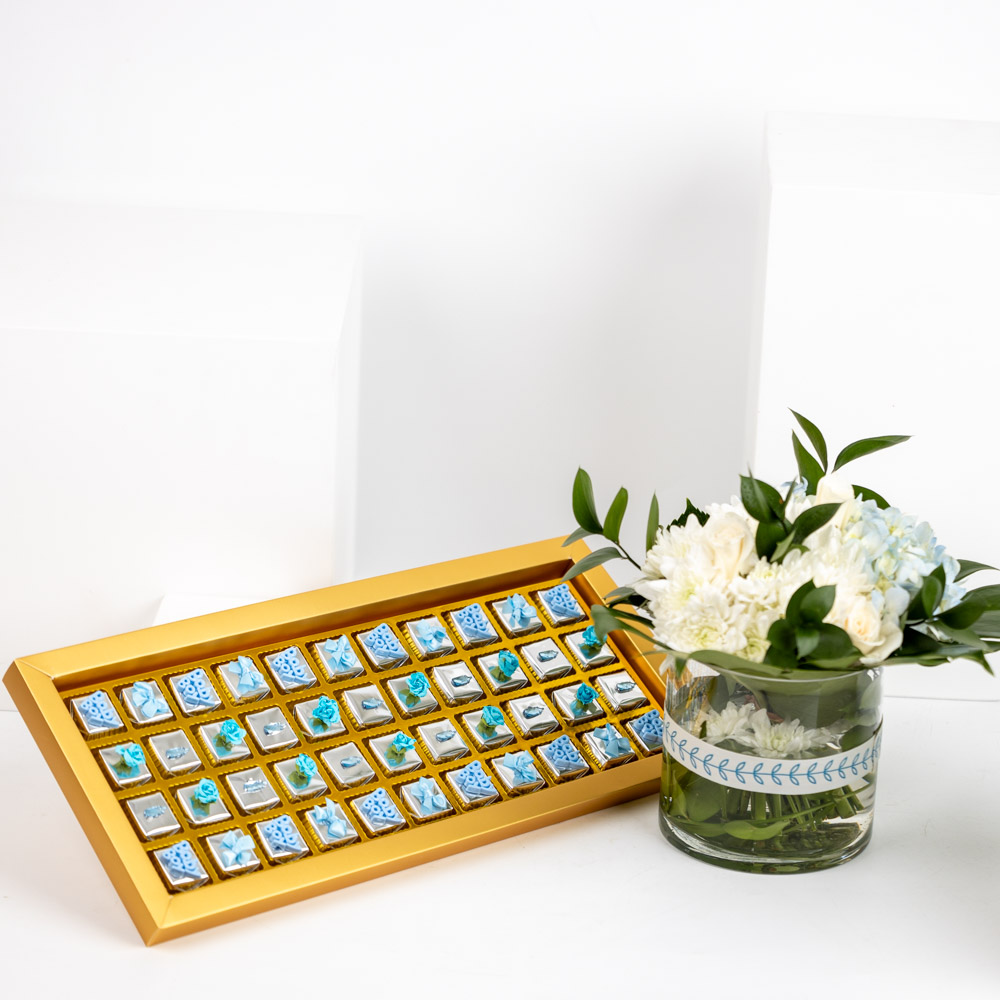  Ghazl Baby Boy Chocolates | White Flowers