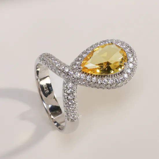 Floward Yellow Sapphire Drop Ring | Size 8